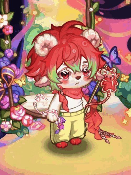 玩家阿酸弟的染色作品，展示荧光粉绿挑染发型与活泼穿搭