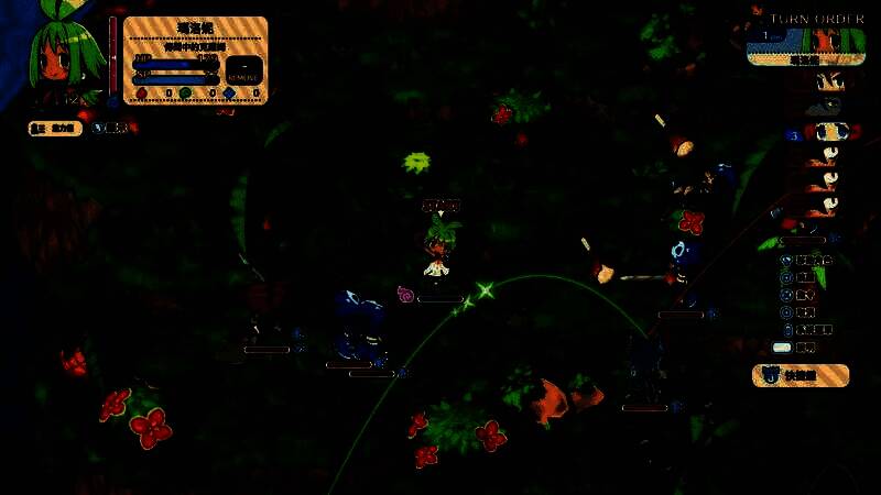 游戏战斗界面截图，角色站在岛屿上，周围漂浮着幽灵能量，界面显示回合制指令选项