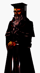 科林兹校长立绘，白须长者，手持书籍，眼神慈祥