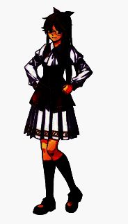 乔儿·利德那立绘，戴眼镜扎马尾，身穿学园制服，表情自信