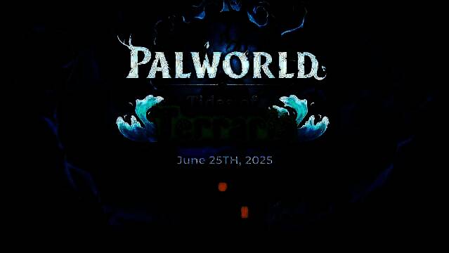 《幻兽帕鲁》游戏画面展示玩家在奇幻世界中捕捉帕鲁、建造基地的场景，天空中漂浮着神秘生物