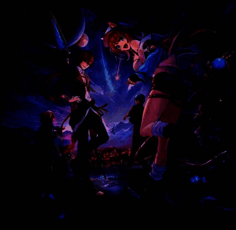 主角莉雅丝与史雷站在神秘遗迹门前，星空图样天花板下炼金釜散发微光，氛围神秘而庄严