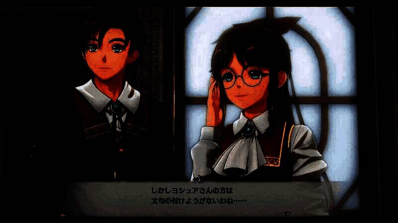 女性角色站在高处眺望远方，长发随风飘扬，神情略带忧郁