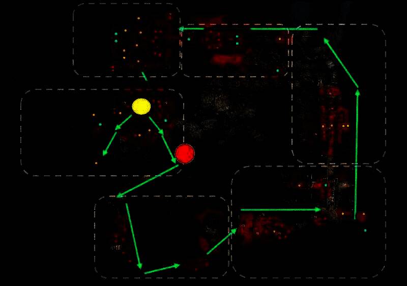 《黑光生存进化》新地图“神庙地图”概念图，巨大石像矗立于迷雾之中，地面布满古老符文