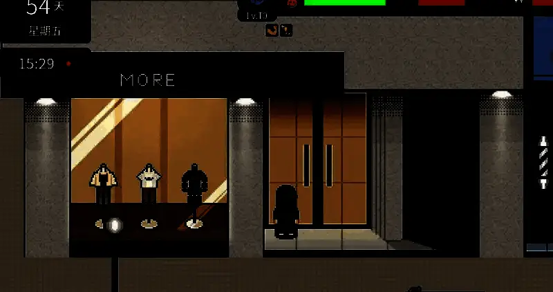 旧雨港服饰小店外景，街道昏黄灯光下，店铺招牌散发着怀旧气息