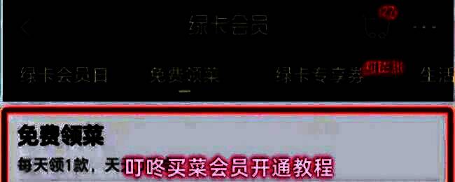 叮咚买菜App首页界面展示，页面突出显示会员入口和绿卡会员专属福利信息