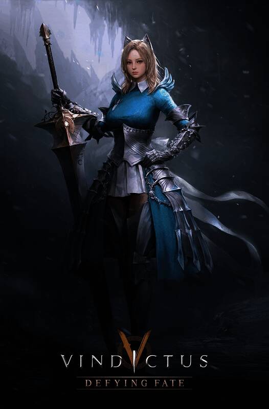 一名身穿重甲的男性角色挥舞巨斧，气势磅礴，背景为古老石制战场