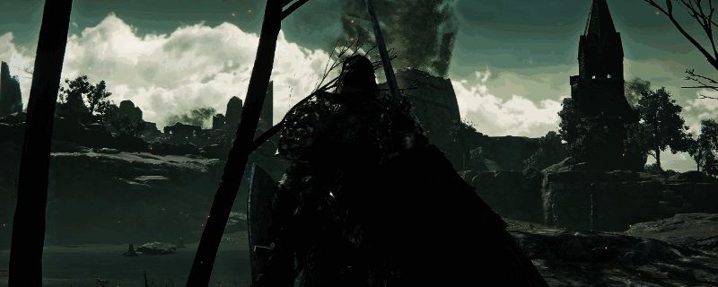 《艾尔登法环：黑夜君临》中玩家角色正在与巨型Boss激烈战斗，场景昏暗，技能特效交织