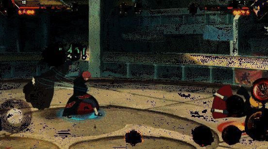 铁矿砂结袭技能动图，巨大铁锤从天而降，地面碎裂火花四溅