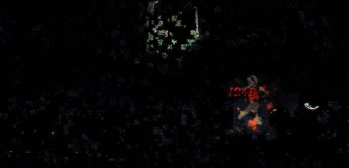 绯流琥发射左手圆筒动图，爆炸火光冲天，敌人被掀飞