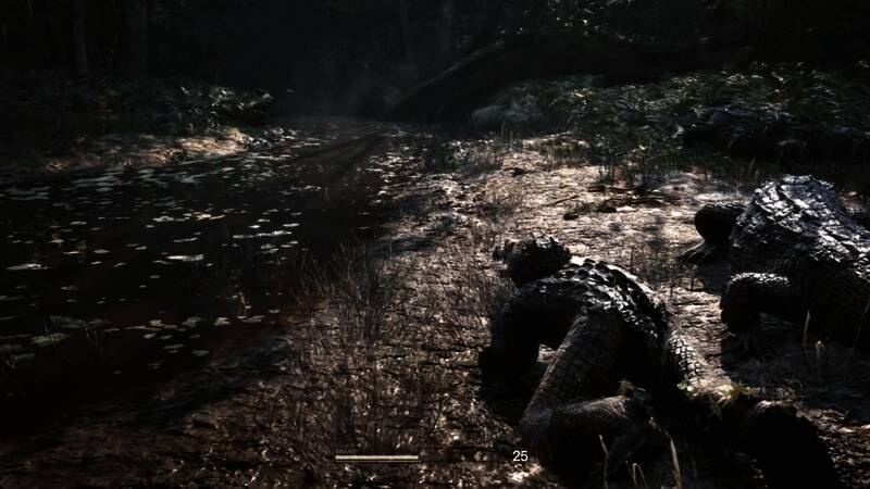 特写镜头展示鳄鱼装头部细节，鳞片纹理清晰逼真