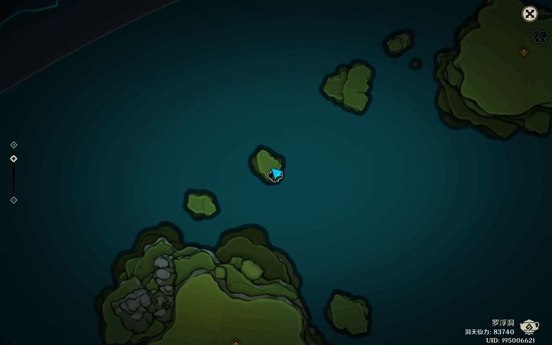 济烟岛地图标注，红圈圈出小屋前和石阶拐角的两个阿嘟刷新点