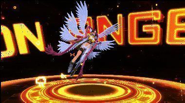 玩家获得究极体数码宝贝的庆祝动画，金色光芒中战斗暴龙兽降临