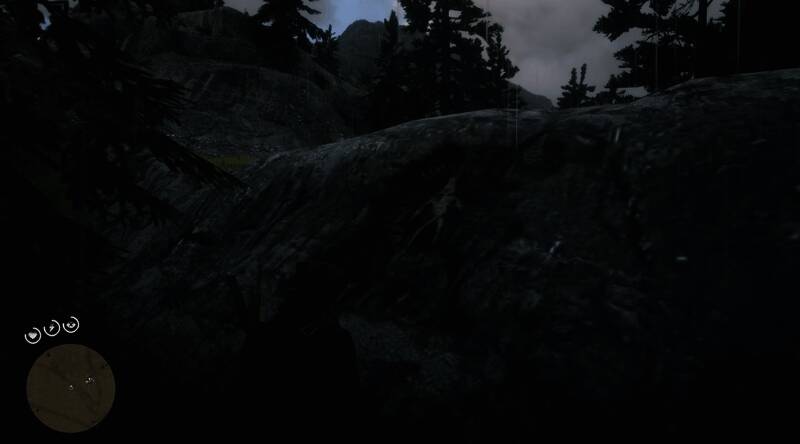 地面散落的巨人骨骼，尺寸远超人类，呈灰白色，周围有绿色结晶