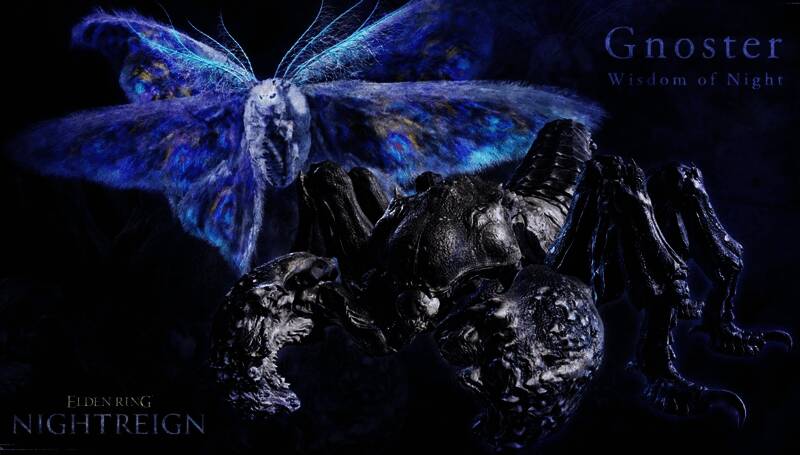 战斗场景截图：玩家角色在破碎神庙中与格诺斯塔对峙，空中盘旋着由黑雾凝聚的巨翼，地面布满蠕动的寄生虫