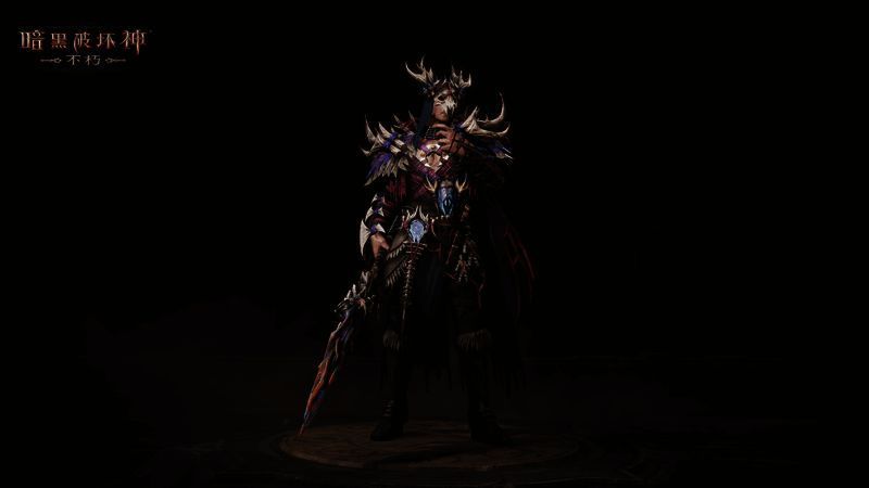 角色侧面视角，突出骨刺肩甲与腰部装饰的立体感