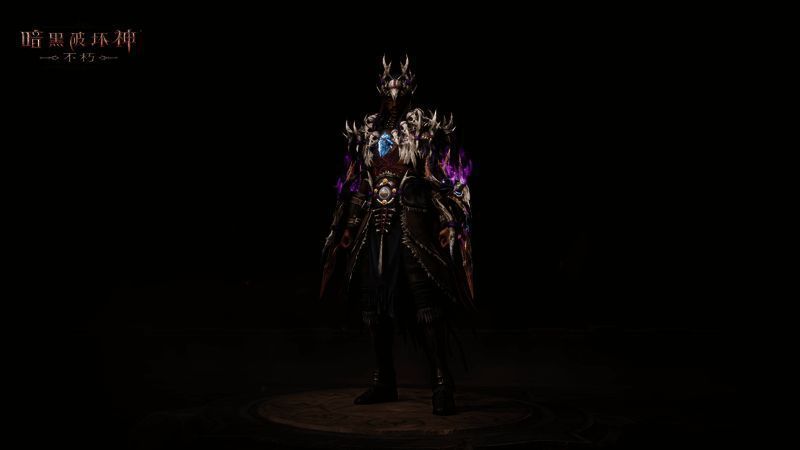 特写镜头展示胸口宝石的发光效果，周围环绕暗色符文纹路