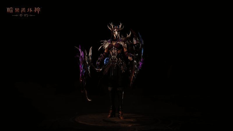 角色在密林中跃起，发动技能，紫色能量环绕周身