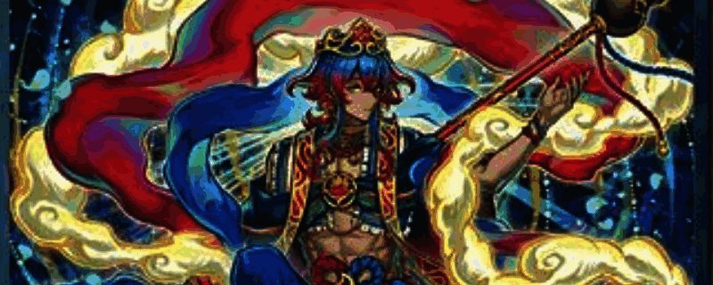 《游戏王MD》绚岚卡组实战对局画面，展示多张本家怪兽与魔陷协同运作的场上布局，背景为风暴环绕的竞技场特效