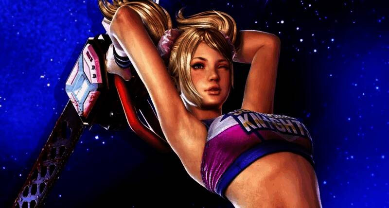 《电锯甜心》游戏封面，女主角朱丽叶手持电锯，风格夸张炫酷，背景为校园僵尸场景