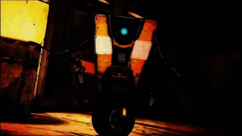 小吵闹在《无主之地：前传》中的可操作场景，身穿特殊装甲在战场上滑行，表情夸张