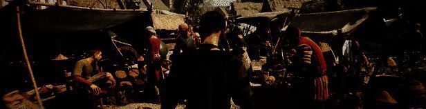 玩家角色站在山丘之上俯瞰自己建造的城堡与领地，农田、道路、哨塔布局完整，旗帜随风飘扬，展现领土扩张成果