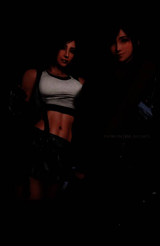 特写镜头下蒂法穿上伊芙的战斗服，细节纹理清晰，科技感十足