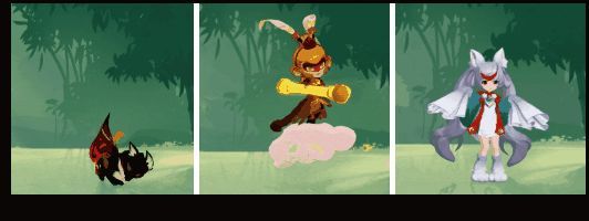 一只圆滚滚的软萌宠物蹦跳前行，尾巴摇晃，充满童趣