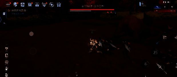 玩家在草地区域穿梭，使用技能攻击成群小怪，背景可见远处巨熊巢穴