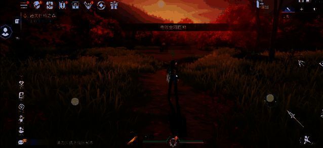 Boss金刚巨熊发动冲锋技能，地面出现红色预警圈，玩家正在闪避