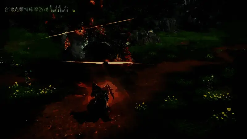 变形棍第一形态展示，棍身笔直，角色施展快速突刺攻击，动作干净利落