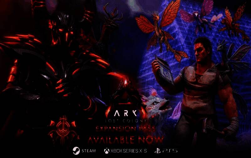 《失落之地》DLC概念图，冰雪星球上矗立着古老遗迹，远处有飞行生物掠过天空