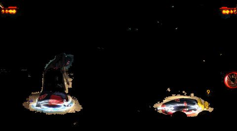 蝎与迪达拉并肩行走在荒原上，两人神情冷峻，背后是血色残阳，象征着艺术理念的对立