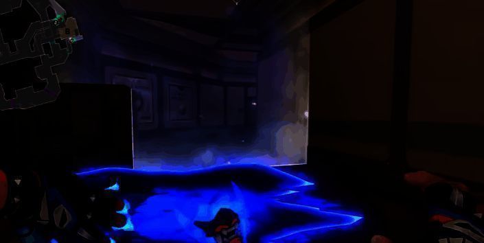 夜露投掷空间碎片，碎片撞击墙壁后爆发出强光，形成类似闪光弹的效果，敌人被致盲