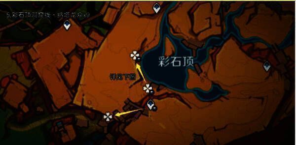 彩石顶洞窟内部龙兽刷新点，展示狭窄通道中的埋伏位置