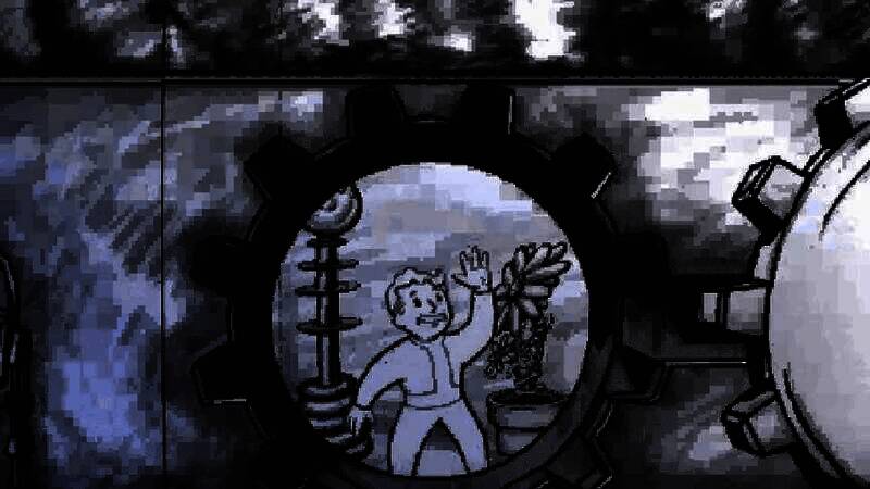 《辐射》初代游戏中角色对话时显示的黏土风格头像，表情呆滞但富有个性，具有鲜明的90年代末像素美术特征