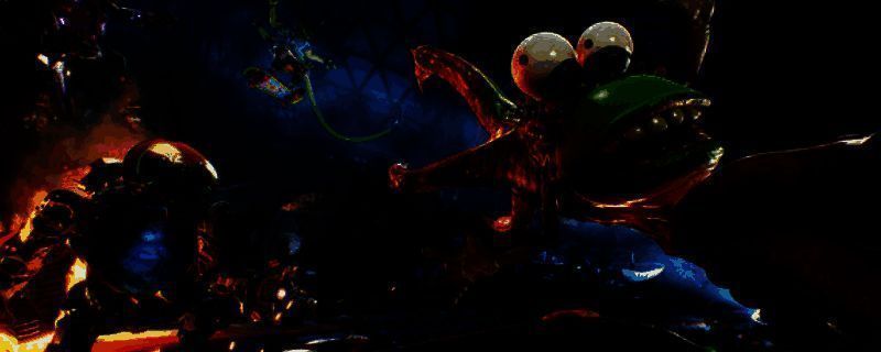 High On Life 2游戏主视觉图，展示主角手持会说话的枪械，背景为色彩斑斓的外星城市