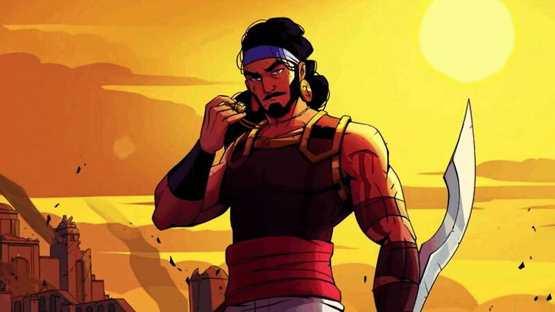 《波斯王子：rogue》游戏封面图，主角身着经典服饰在古老遗迹中腾跃，背景充满波斯风格建筑与神秘符文