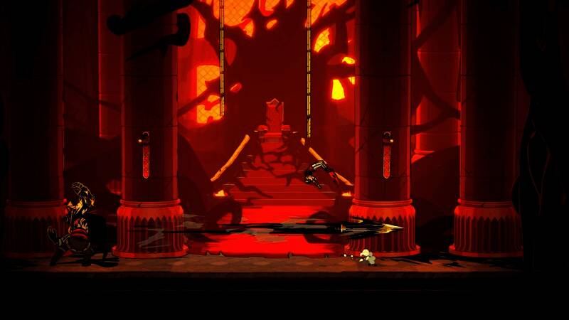 游戏中战斗场景截图，主角在狭窄走廊中飞跃敌人头顶，施展踩踏攻击，周围火花四溅，展现高速动作与精致美术风格