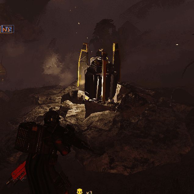 玩家站在高台边缘准备被爆炸击飞，背景为即将引爆的地狱炸弹，气氛紧张刺激