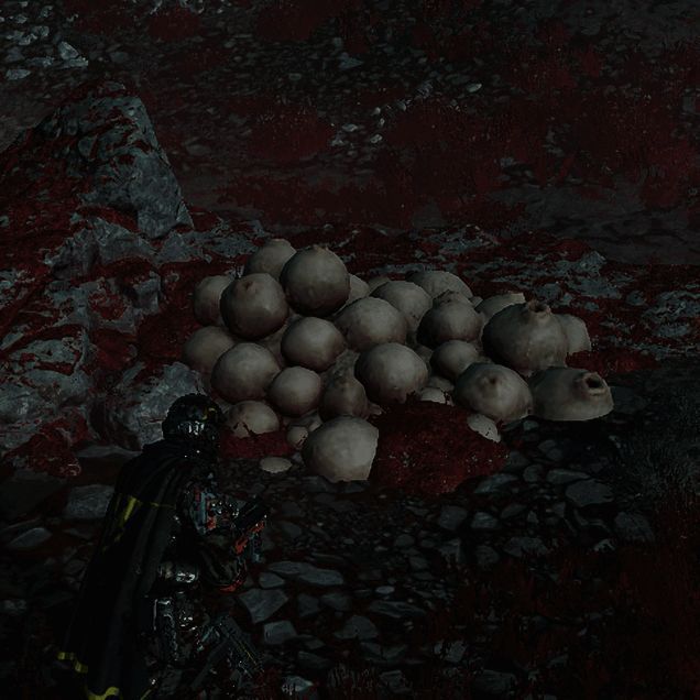 沼气工厂内部场景，绿色植物遍布，地面已有爆炸痕迹，环境极具破坏潜力