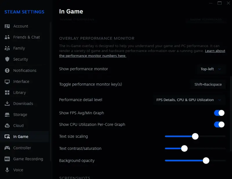 游戏画面右上角显示性能监视器，实时呈现FPS、CPU、GPU和内存使用情况