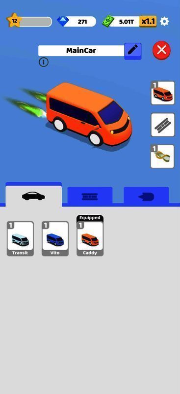 《Pick Me Up - Idle》游戏画面，角色自动拾取金币，UI清晰展示收益增长数据