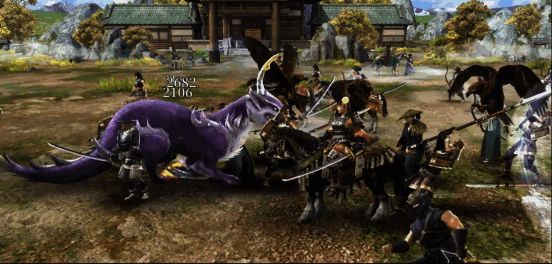 玩家围攻巨型世界王BOSS的战斗场景，技能光效震撼，多名角色协同作战，场面恢弘