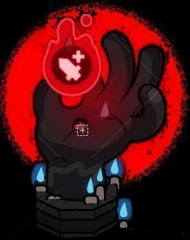 迷雾大陆红塔外观展示，塔体通体红色，散发着炽热光芒，周围环绕能量波动