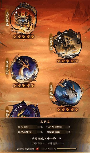 角色战斗画面中展示妖化变身过程，身体逐渐被妖气包裹，最终化为一只通体赤红的巨猿，双拳砸地引发震荡波