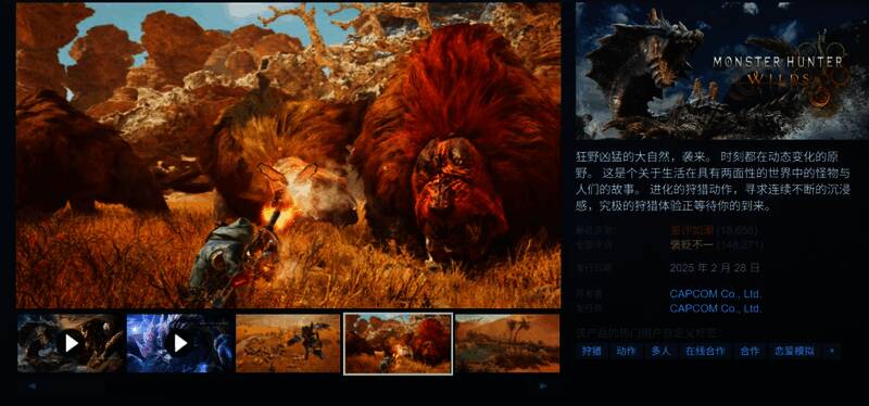 数字商店页面截图，显示《怪物猎人：荒野》正在打折，价格从368元划掉，标出294元的现价