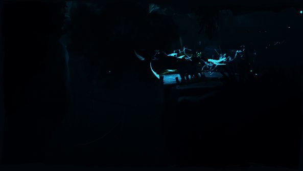 暴风雪即将来袭，天空被暗红色云层覆盖，远处山脉轮廓若隐若现