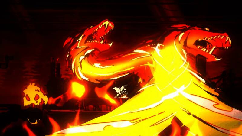 《超级忍 反攻的斩击》游戏封面图，主角乔·武藏持刀而立，背景为燃烧的村庄与飞舞的符咒，整体风格硬朗热血