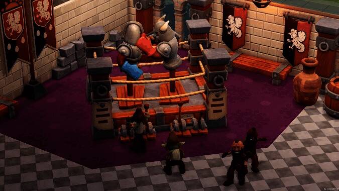 员工佩戴魔法头饰工作，周围展品散发微光，显示正向状态效果